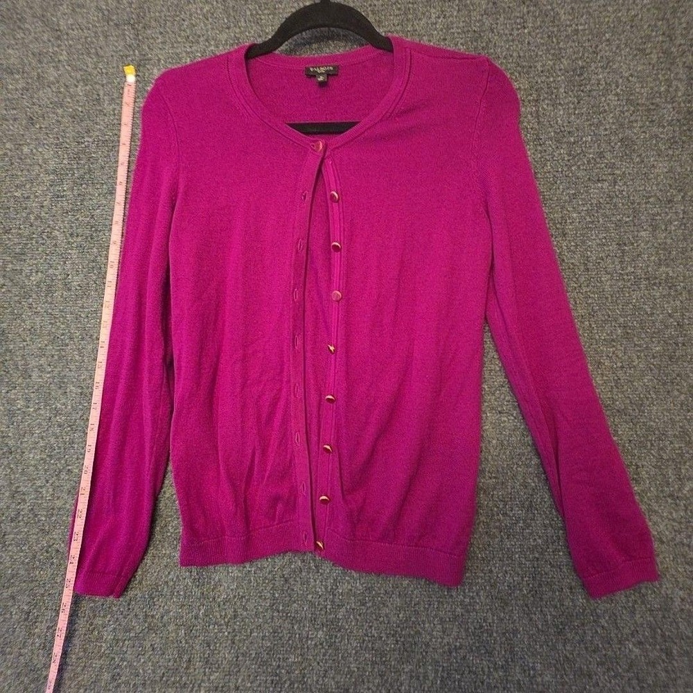 Talbots Cardigan Sweater Womens Petite Small Pink Crew Neck Button Knit